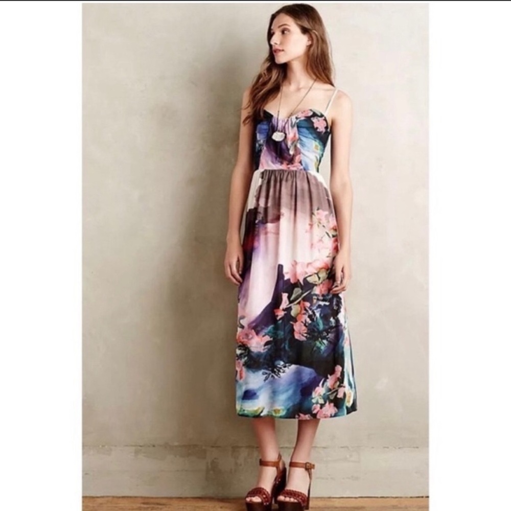 Corey LYNN CALTER Anthropologie Day Break Tropical Midi Dress Size 2P